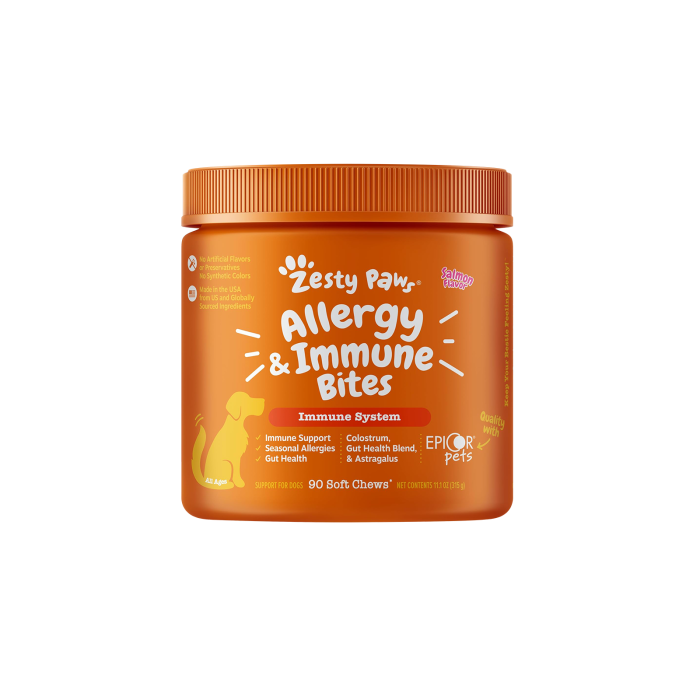 Zesty Paws Allergy & Immune Bites 抗敏免疫咀嚼軟粒 - 三文魚味(犬用)