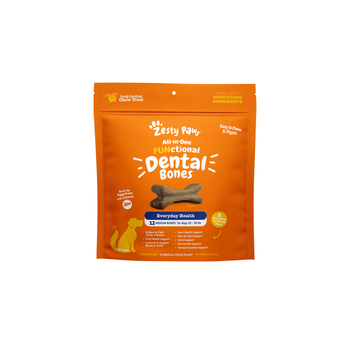 Zesty Paws All-in-one Functional Dental Bones 多功能中型犬潔齒骨 - 12 支