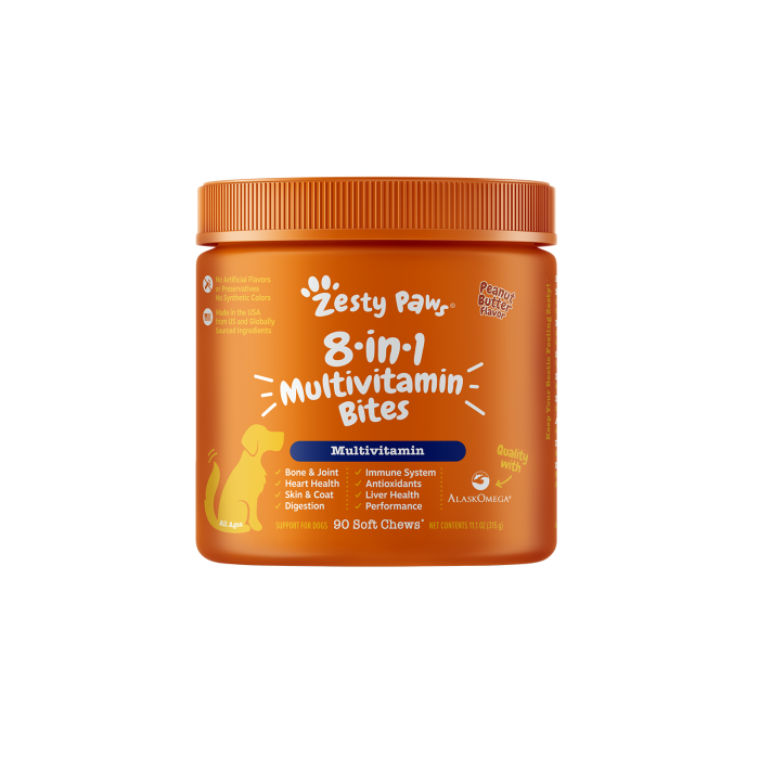 Zesty Paws 8-in-1 Multivitamin Bites 8合1多功能咀嚼軟粒 - 花生醬味(犬用)