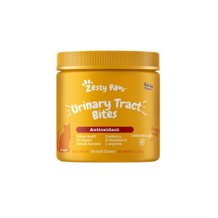 Zesty Paws Urinary Tract Bites 泌尿護理咀嚼軟粒 - 煙肉味(貓用)