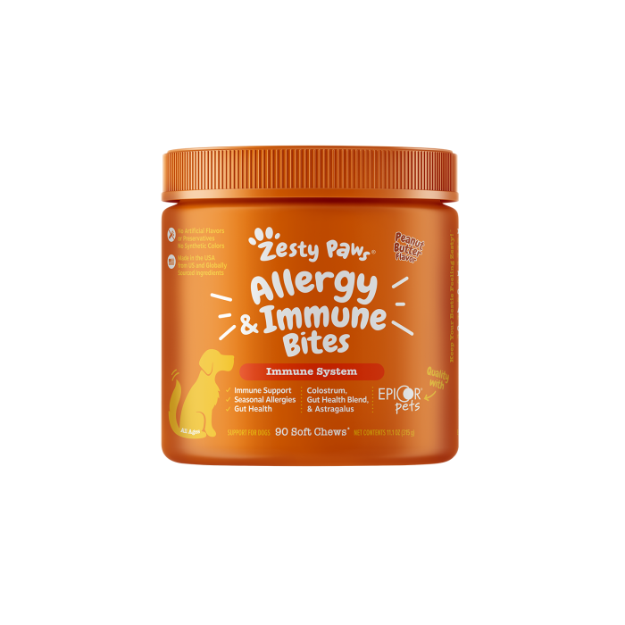 Zesty Paws Allergy & Immune Bites 抗敏免疫咀嚼軟粒 - 花生醬味(犬用)
