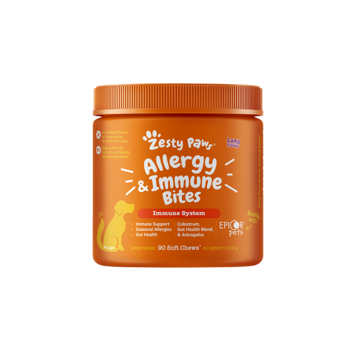 Zesty Paws Allergy & Immune Bites 抗敏免疫咀嚼軟粒 - 羊肉味(犬用)